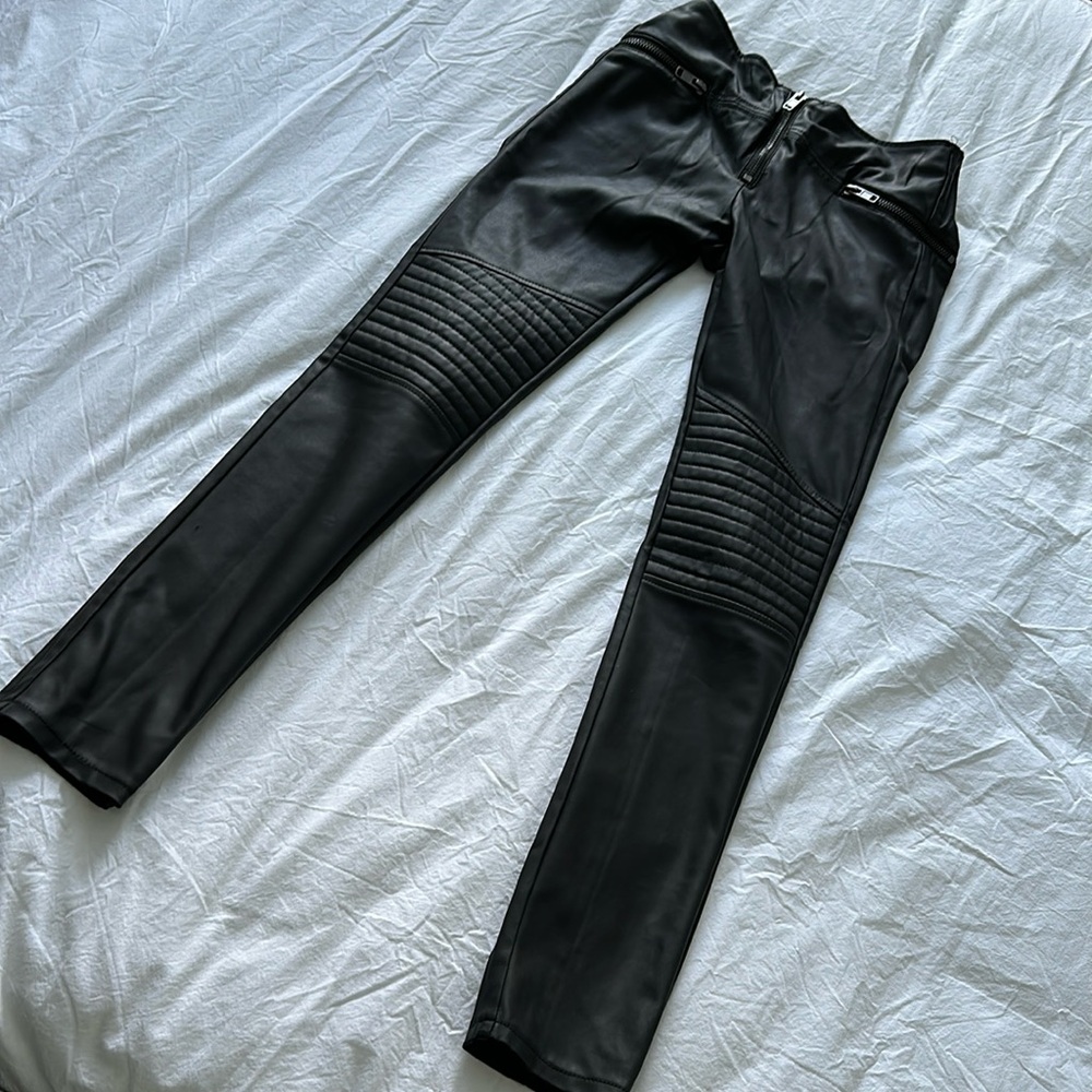H&M faux leather moto pants
